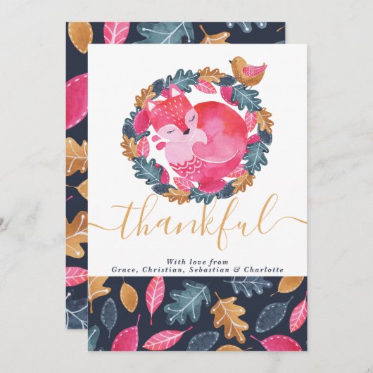 Erntedank der Waldtiere Feiertagskarte (Vorne/Hinten)