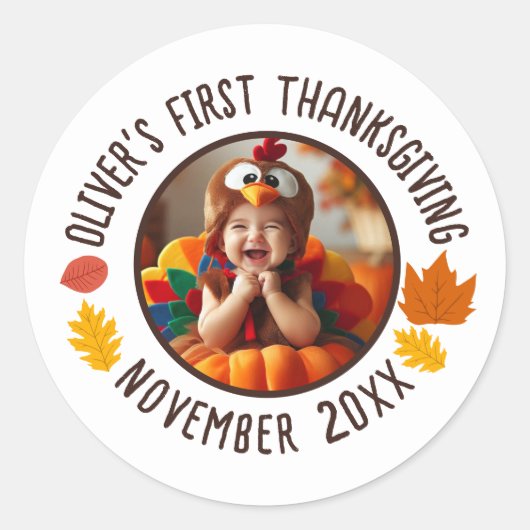Erntedank des ersten Babys - individuelle Foto-Fal Runder Aufkleber (Vorderseite)