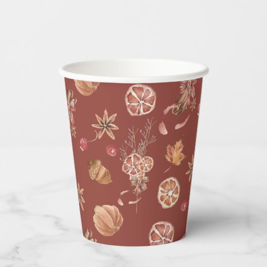 Erntedank des Herbstfalles Pappbecher (Rückseite)