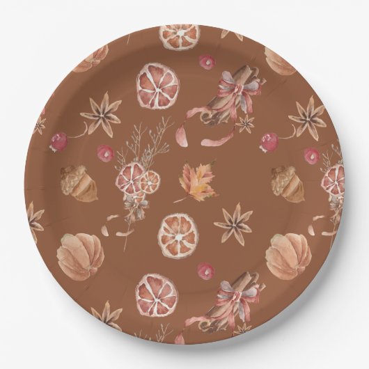 Erntedank des Herbstfalles Pappteller (Vorderseite)