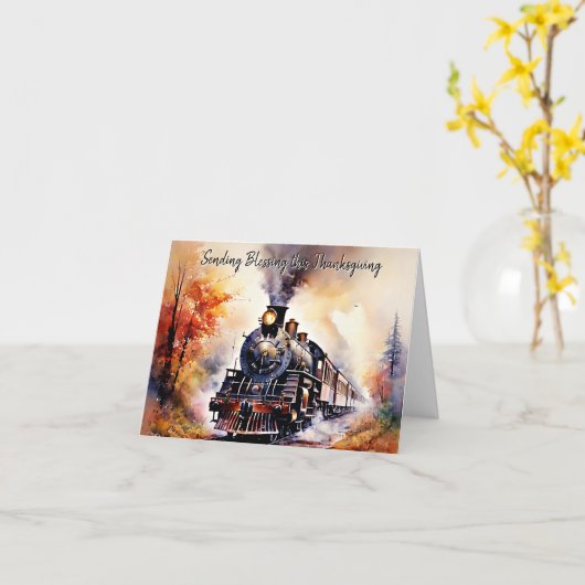 Erntedank des Herbstzugs Karte (Gelbe Blume)