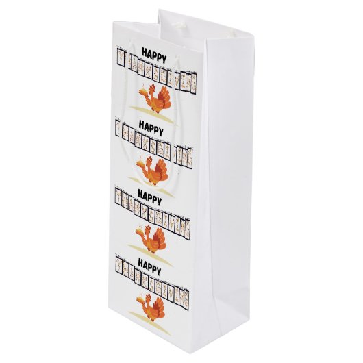 Erntedank-Designpapier-Beutel/Geschenktasche weiß Geschenktüte Für Weinflaschen (Vorderseite Schrägansicht)