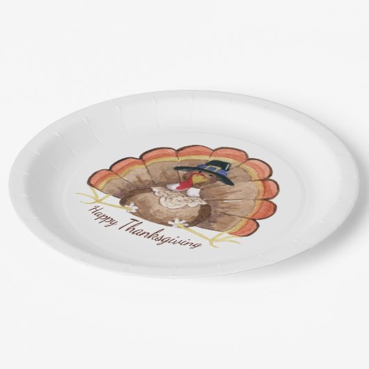 Erntedank die Türkei Pappteller (Schrägansicht)