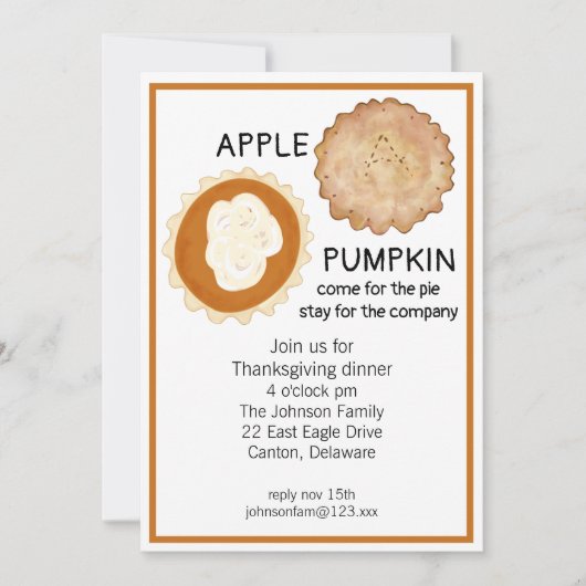 Erntedank Dinner and Pie Einladung (Vorderseite)