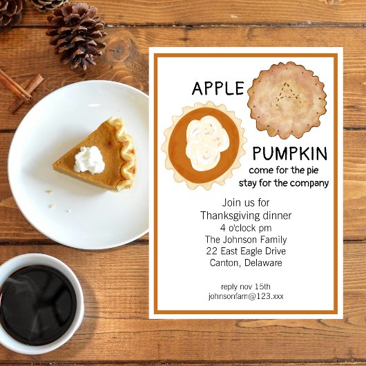 Erntedank Dinner and Pie Einladung