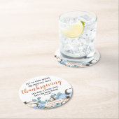 Erntedank Dinner Bible Verse Nachname Skript Runder Pappuntersetzer (Vor Ort)