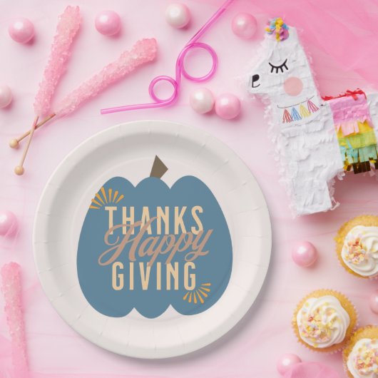 Erntedank Dinner Blue Pumpkin Pappteller (Party)