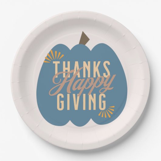 Erntedank Dinner Blue Pumpkin Pappteller (Vorderseite)