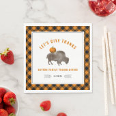 Erntedank Dinner Buffalo Bison Pumpkin Kariert Serviette (Beispiel)