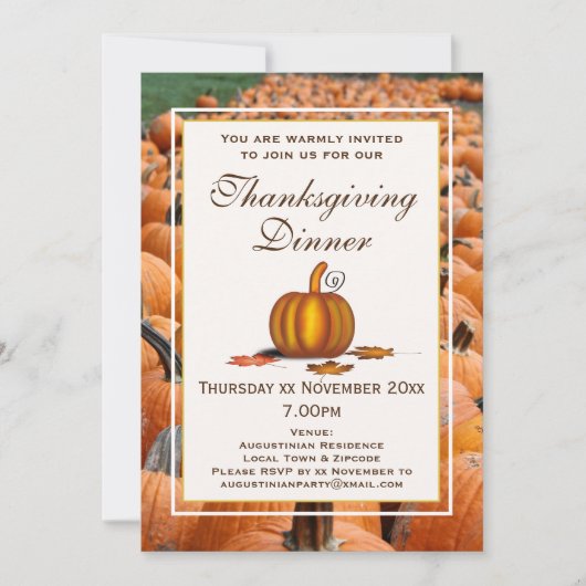 ERNTEDANK DINNER Celebration PUMPKIN Einladung (Vorderseite)