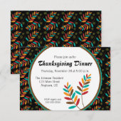 Erntedank Dinner Colorful Fall Leaf Muster Einladung (Vorne/Hinten)