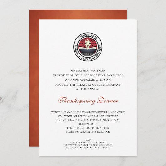 Erntedank-Dinner Corporate Event Einladung (Vorne/Hinten)