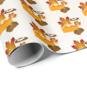 Erntedank Dinner Cuisine Pumpkin Pie Hot Choco Geschenkpapier