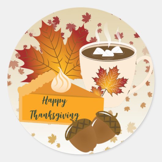Erntedank Dinner Cuisine Pumpkin Pie Hot Choco Runder Aufkleber (Vorderseite)
