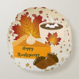 Erntedank Dinner Cuisine Pumpkin Pie Hot Choco Rundes Kissen