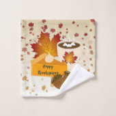 Erntedank Dinner Cuisine Pumpkin Pie Hot Cocoa Badhandtuch Set (Waschlappen)