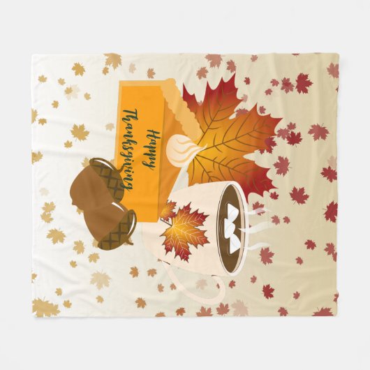 Erntedank Dinner Cuisine Pumpkin Pie Hot Cocoa Fleecedecke (Vorderseite (Horizontal))