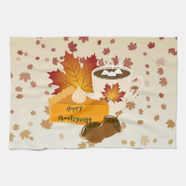 Erntedank Dinner Cuisine Pumpkin Pie Hot Cocoa Geschirrtuch