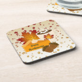 Erntedank Dinner Cuisine Pumpkin Pie Hot Cocoa Getränkeuntersetzer (Linke Seite)