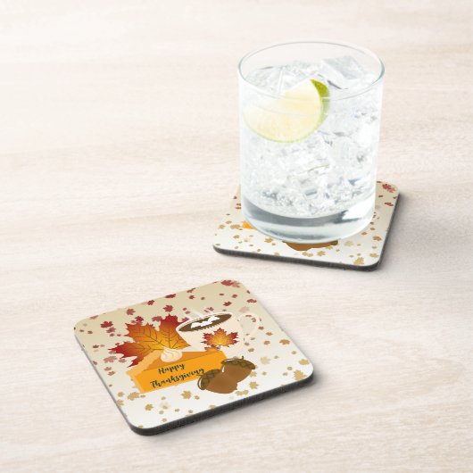 Erntedank Dinner Cuisine Pumpkin Pie Hot Cocoa Getränkeuntersetzer (Rechte Seite)