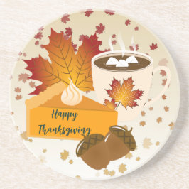 Erntedank Dinner Cuisine Pumpkin Pie Hot Cocoa Getränkeuntersetzer