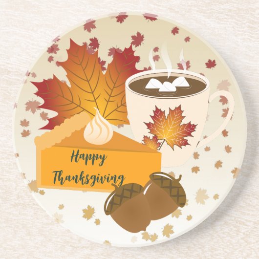 Erntedank Dinner Cuisine Pumpkin Pie Hot Cocoa Getränkeuntersetzer (Vorne)