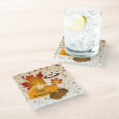 Erntedank Dinner Cuisine Pumpkin Pie Hot Cocoa Glasuntersetzer (Schrägansicht)