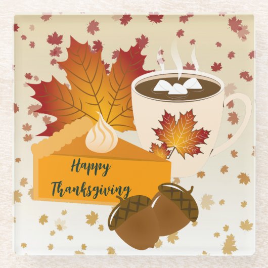 Erntedank Dinner Cuisine Pumpkin Pie Hot Cocoa Glasuntersetzer (Vorderseite)