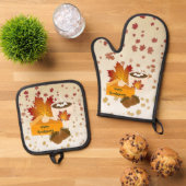 Erntedank Dinner Cuisine Pumpkin Pie Hot Cocoa Ofenhandschuh & Topflappen-Set (Oben Unten)
