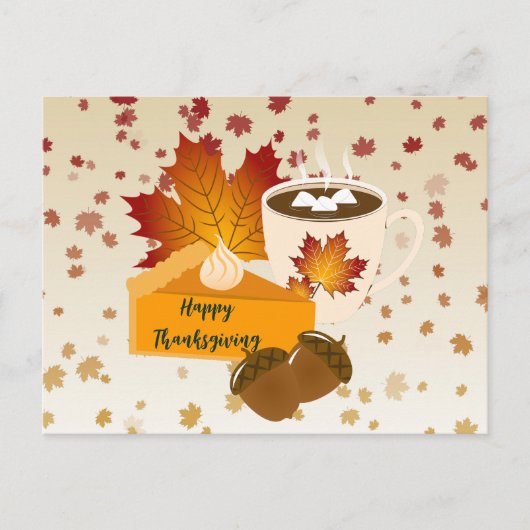 Erntedank Dinner Cuisine Pumpkin Pie Hot Cocoa Postkarte (Vorderseite)