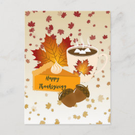 Erntedank Dinner Cuisine Pumpkin Pie Hot Cocoa Postkarte