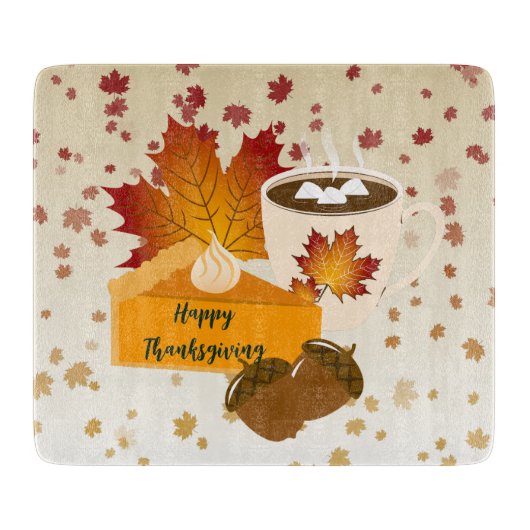 Erntedank Dinner Cuisine Pumpkin Pie Hot Cocoa Schneidebrett (Vorderseite)
