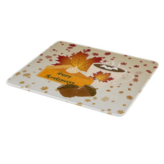 Erntedank Dinner Cuisine Pumpkin Pie Hot Cocoa Schneidebrett (Ecke)