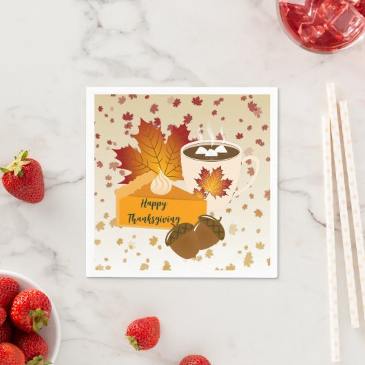 Erntedank Dinner Cuisine Pumpkin Pie Hot Cocoa Serviette (Beispiel)