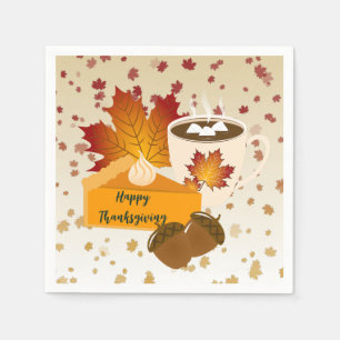 Erntedank Dinner Cuisine Pumpkin Pie Hot Cocoa Serviette