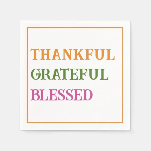 Erntedank Dinner dankbar dankbar, gesegnet Serviette (Vorderseite)