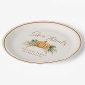 Erntedank Dinner Danke Pumpkin Pappteller (Schrägansicht)