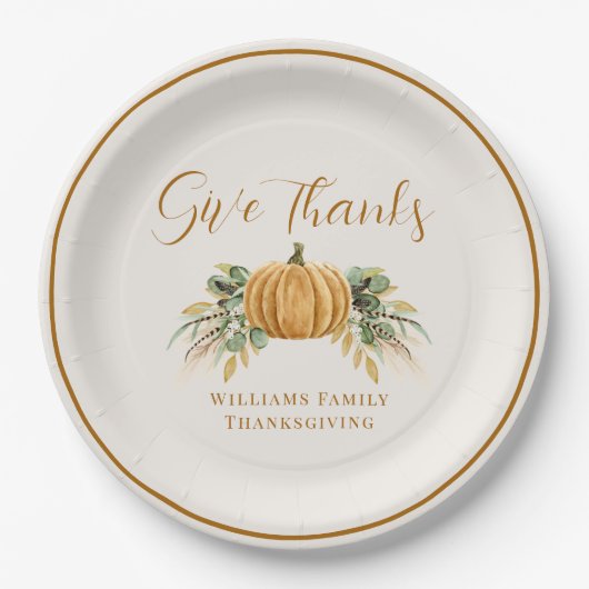 Erntedank Dinner Danke Pumpkin Pappteller (Vorderseite)