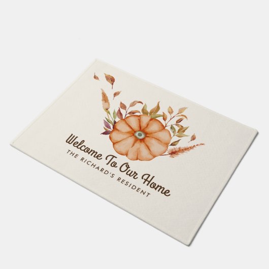 Erntedank Dinner Einladen Boho Thema Fußmatte (Schrägansicht)