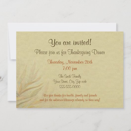 Erntedank-Dinner Einladung (Rückseite)