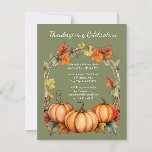 Erntedank Dinner Einladung (Vorderseite)