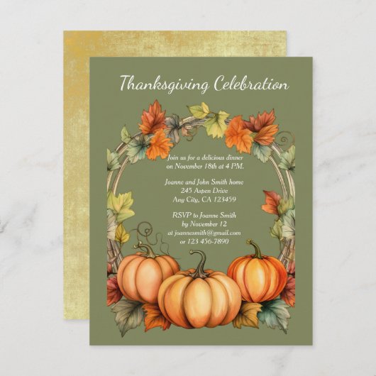 Erntedank Dinner Einladung (Vorne/Hinten)