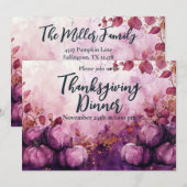 Erntedank Dinner Einladung Aquarellpumpen (Vorne/Hinten)