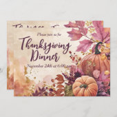 Erntedank Dinner Einladung Aquarellpumpen (Vorne/Hinten)