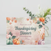 Erntedank Dinner Einladung Aquarellpumpen (Stehend Vorderseite)