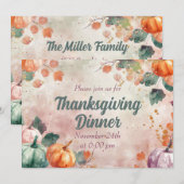 Erntedank Dinner Einladung Aquarellpumpen (Vorne/Hinten)