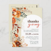 Erntedank-Dinner Einladung Blumenbogen Postkarte (Vorne/Hinten)