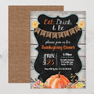 Erntedank Dinner Einladung Burlap Chalkboard