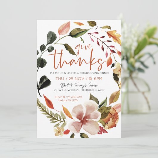 Erntedank Dinner Einladung - Danke Fall (Stehend Vorderseite)