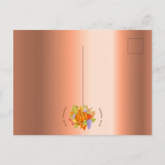 Erntedank-Dinner-Einladung Kupfer Postkarte (Rückseite)